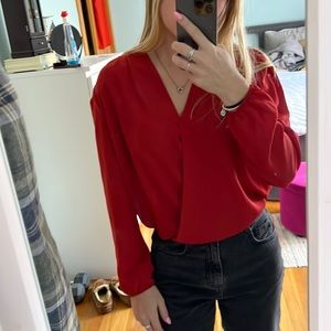 Red long sleeve blouse